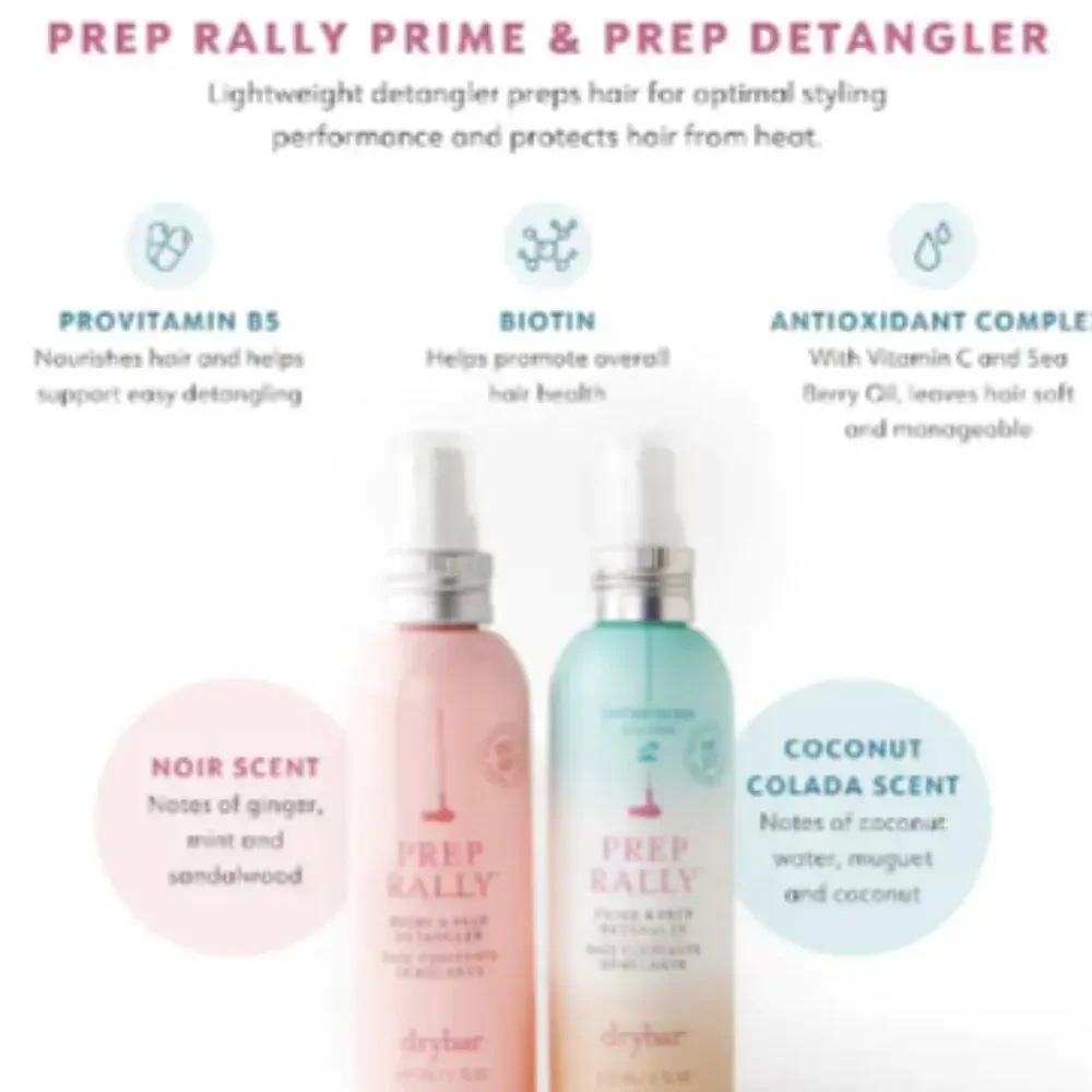 NEW DRYBAR Prep Rally Prime & Prep Detangler Noir Hair Heat Protect